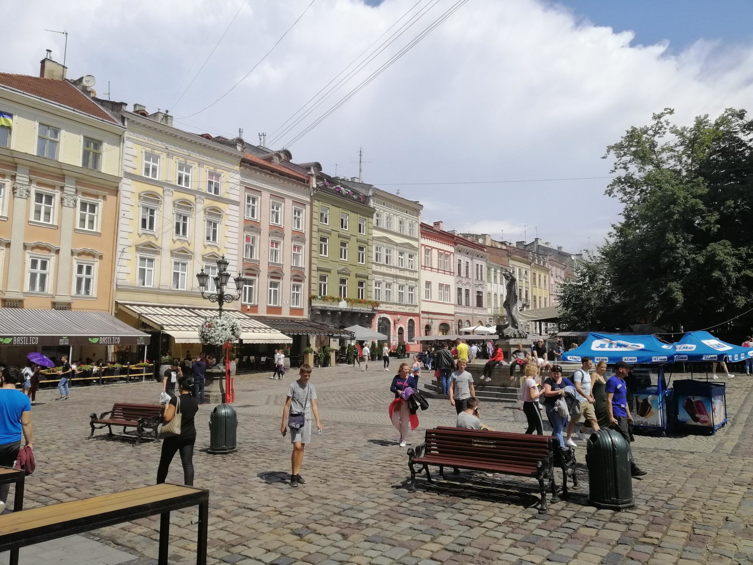 Ukrainian Musician Playing Bandura in Lviv Rynok Square