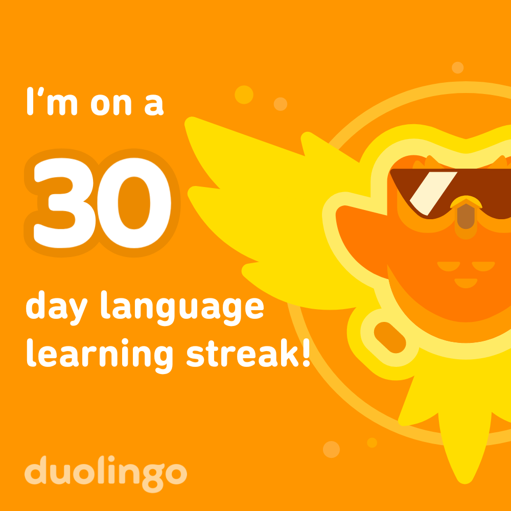 Duolingo Mobile App 30 Day Greek Language Learning Streak