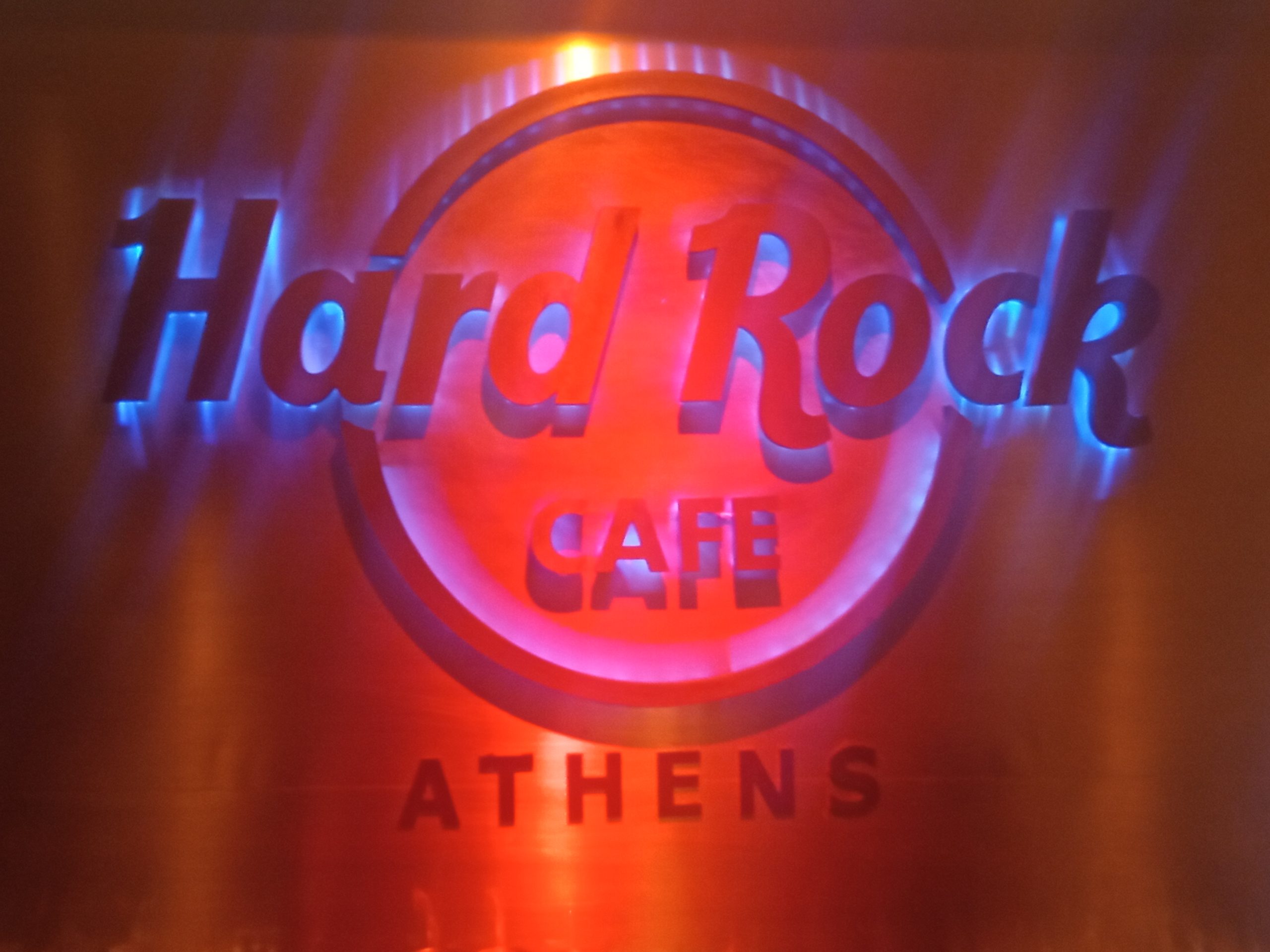 Metal Guitars on Display at the Hard Rock Cafe Athens, Greece