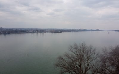 Crossing the Danube River Going into Bulgaria By Foot on Bridge